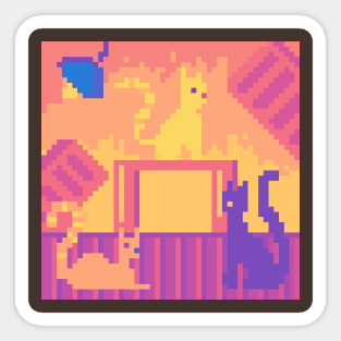 Cats destroying stuff pixel art Sticker